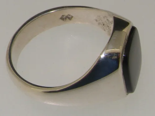 Vista 4 de Anillo de plata de ley 925 maciza de ónix natural para hombre, talla 6 a 13