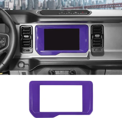 Vista 12 de RAZPOY Cubierta de panel de navegación de consola central compatible con Ford Bronco 2021-2023, azul (solo para pantalla pequeña)
