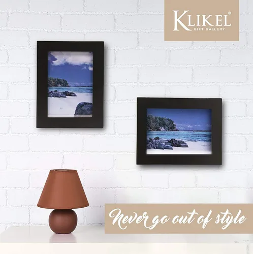 Vista 5 de Klikel Marco de fotos negro – Juego de 2 marcos de fotos de madera negra de 4 x 5 pulgadas – hecho de madera real con protección de fotos de vidrio