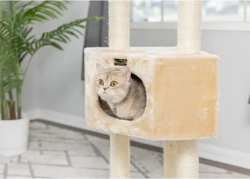 Vista 6 de árbol de gato muebles condo Armarkat, altura 50 pulgadas a 60 pulgadas, Beige