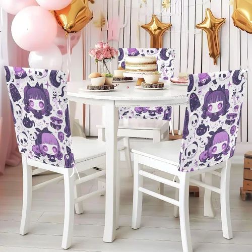 Vista 4 de Juego de 2 fundas para silla de escritorio para dormitorio, extraíbles para taburetes de aula, fundas para sillas de comedor, 2 piezas, decoración