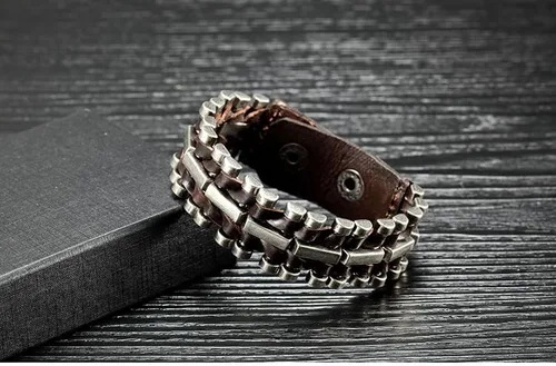 Vista 3 de PINKPIN Pulseras de cuero para hombres y mujeres, pulsera ajustable de cuero unisex