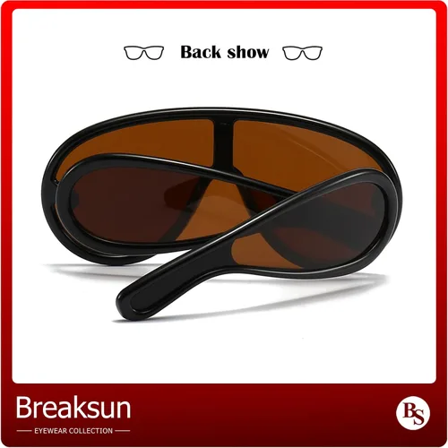 Vista 4 de Gafas de sol de moda con máscara ondulada para mujeres y hombres, de gran tamaño, color plateado, con escudo futurista, estilo de diseñador