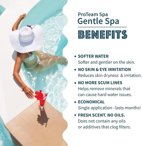 Vista 4 de ProTeam Gentle Spa - Suavizante y acondicionador de agua para bañera de hidromasaje, suaviza el agua dura, previene las líneas de espuma