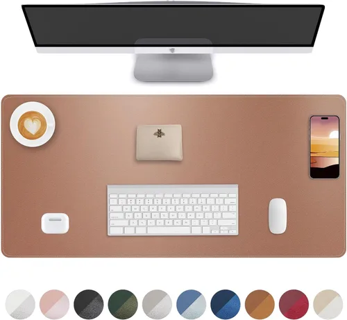 Vista 38 de Tapete protector para escritorio y mouse, antideslizante, de piel sintética, tapete impermeable de escritura para laptop, para oficina y hogar