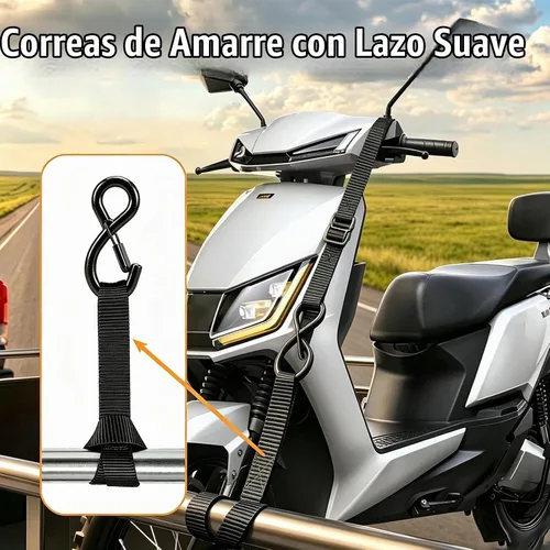 Vista 3 de Correas de amarre de bucle suave, poliéster, paquete de 6 bucles para asegurar cuatrimoto Negro