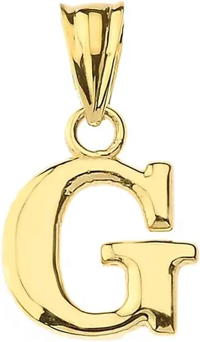 Vista 14 de Colgante de oro amarillo de 10 quilates con inicial A-Z con dije fino de 1/2 pulgada – Elección de letra inicial