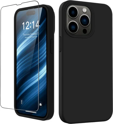 Vista 27 de FUNMIKO Funda compatible con iPhone 15 con protector de pantalla, silicona líquida suave y sedosa mejorada, diseñada a la moda para hombres, mujeres
