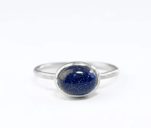 Vista 11 de Oval Birthstone Ring Bezel Set in Vermeil Gold, Sterling Silver, or Rose Gold, Stacking Birthstone Ring [rOMB]