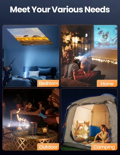 Vista 10 de Mini Proyector con WiFi 5G, Proyector Pequeño HD de 1080P de Corta Distancia con Trípode, Proyector Exterior para Teléfono, Proyector Portátil