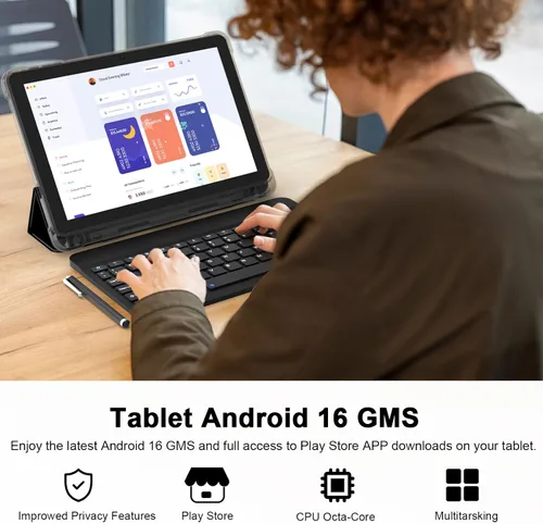Vista 2 de CUPEISI Tablet Android 16 de 10 pulgadas, 20 GB de RAM+128 GB de ROM/2 TB expandible, procesador octa-core de 2.0 GHz, pantalla HD de 1280 x 800