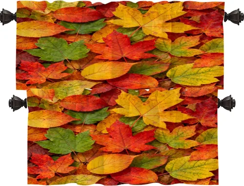 Vista 96 de Shrahala Orange Autumn Autumn Blackout Curtain Tiers, Fall Kitchen Valance Light Blocking Tier Drapes with Rod Pocket, 2 Pack 26 X 24 in