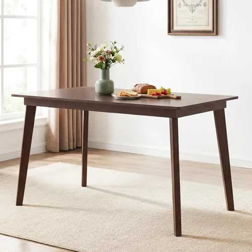 Vista 2 de Giantex Mesa de comedor para 4, mesa de cocina rectangular de madera de 48 pulgadas con patas de madera de goma maciza, mesa de comedor moderna