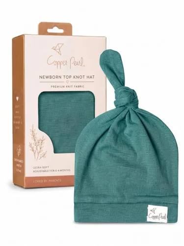 Vista 29 de Gorro de bebé con nudo superior elástico suave "Fern" por Copper Pearl