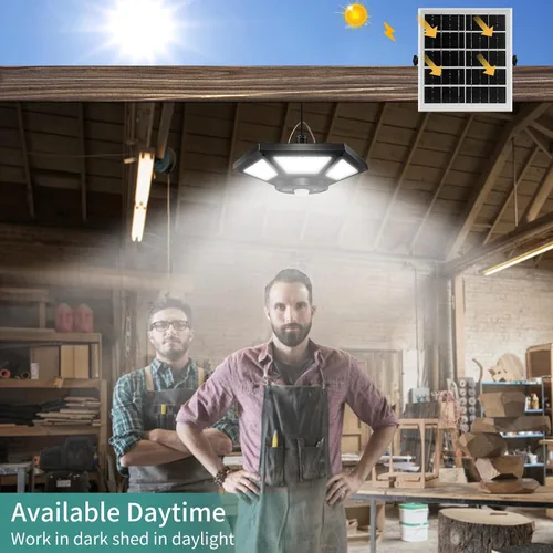 Vista 2 de AEQ - Luz solar de cobertizo para interiores y exteriores, funciona durante el día con control remoto, iluminación de 360°, impermeable, luces
