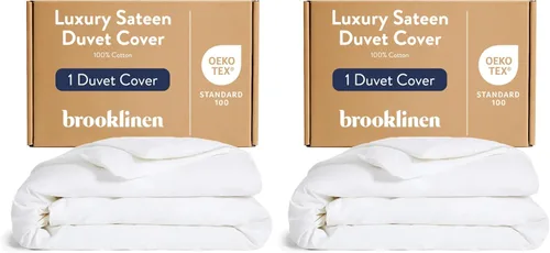 Vista 12 de Brooklinen Funda de edredón de satén de lujo de calidad hotelera, tamaño Abismo