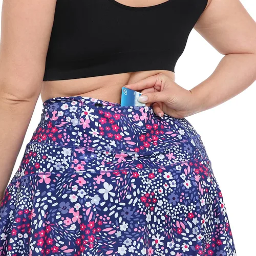 Vista 5 de HDE Falda pantalón de tenis plisada para mujer, talla grande, con pantalones cortos
