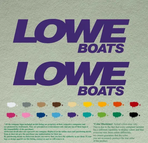 Vista 13 de Par de calcomanías de vinilo de repuesto compatibles con Lowe Boats, motor fuera de borda, juego de 2 (12 pulgadas, negro 070)