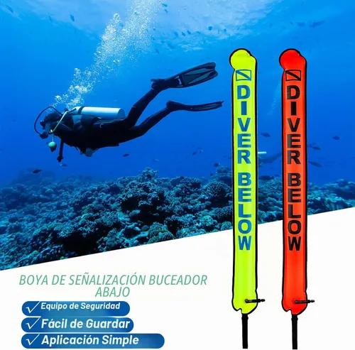 Vista 3 de Boya marcador de superficie, tubo de señal de 4 pies con tira reflectante y clip de plástico
