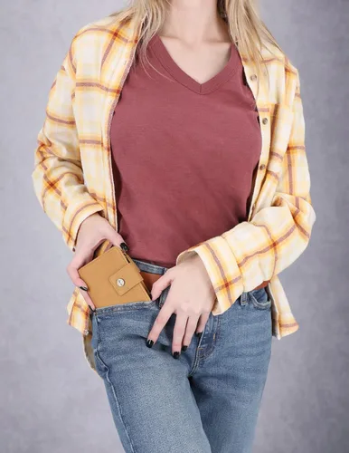 Vista 3 de Timberland Billetera de cuero RFID para mujer, Trigo (Nubuck)