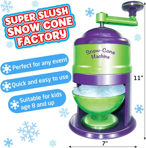 Vista 2 de Small World Toys Máquina de cono de nieve para niños, máquina de hielo afeitado súper granizado, máquina de cono de nieve apta para niños con tazas