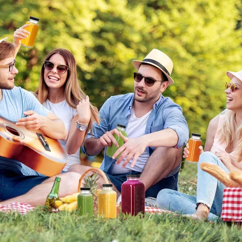 Vista 7 de Botellas de jugo de vidrio de 8 onzas con tapas, paquete de 6, botellas