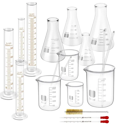 Vista 3 de FOUR E'S SCIENTIFIC Agitador magnético de 5 pulgadas con juego de vasos de vidrio, cilindro graduado, frasco de vidrio