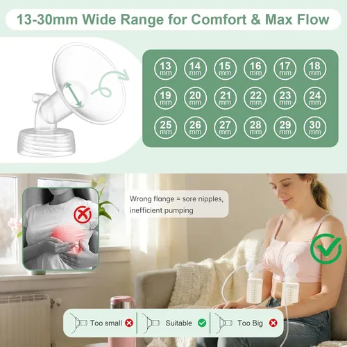 Vista 9 de Accesorios para extractor de leche compatibles con piezas de repuesto Spectra S1 S2 S9 Plus, 2 juegos con bridas de 0.94 pulgadas, botellas de 10