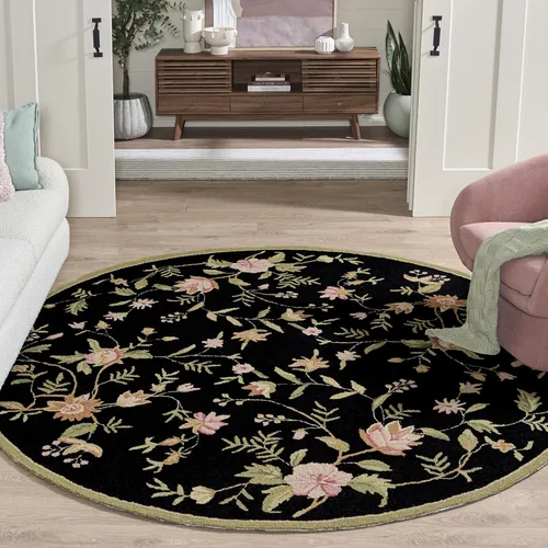 Vista 9 de SAFAVIEH Chelsea Collection - Alfombra decorativa de 1 pies 8 pulgadas x 2 pies 6 pulgadas, color negro, lana de campo francesa enganchada a mano