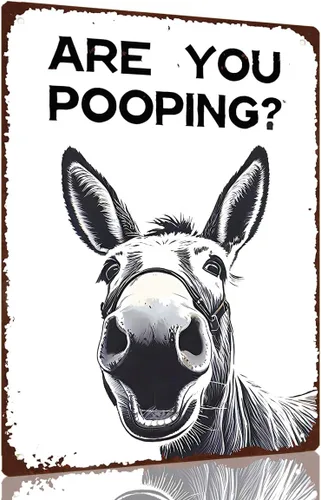 Vista 9 de Divertido arte de pared para baño, letrero de gato con texto en inglés "Are You Pooping", letreros metálicos vintage para baño, casa o apartamento