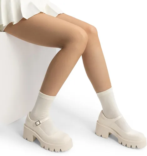 Vista 9 de DREAM PAIRS Zapatos Mary Janes con plataforma para mujer Beige