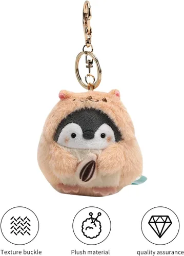 Vista 5 de jiesinlov Lindo llavero con colgante de pingüino de peluche Kawaii, para bolso, mochila, accesorios, llavero para mujeres o niñas