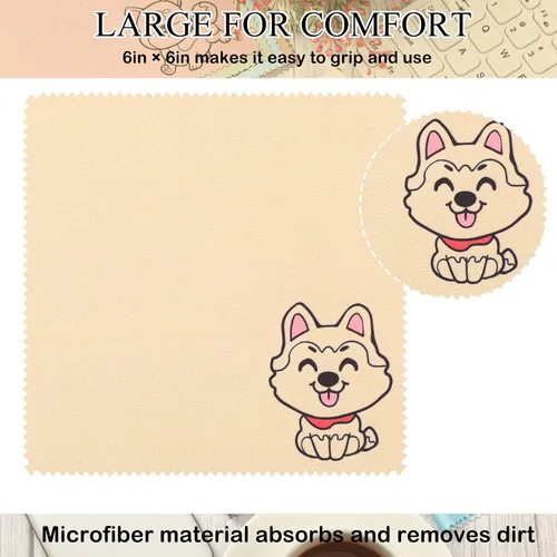 Vista 5 de WILLBOND Paño de limpieza de microfibra con diseño de perro, paño de microfibra suave multicolor para lentes, lentes de cámara, pantallas
