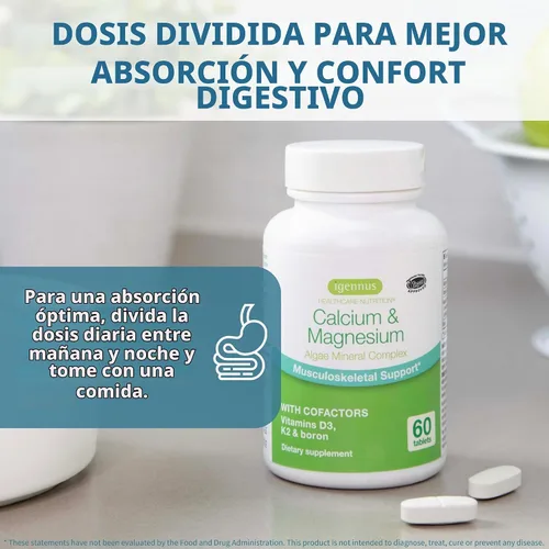 Vista 5 de Igennus Red Algae Complejo de calcio y magnesio, soporte óseo, 60 tabletas