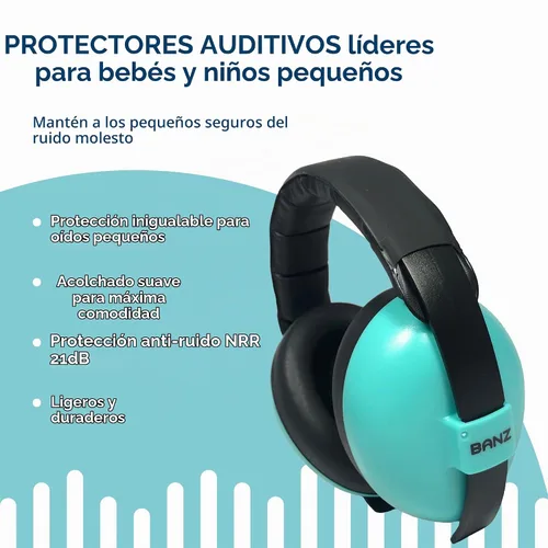 Vista 3 de BANZ - Auriculares con cancelación de ruido, protección infantil, laguna Azul aguamarina