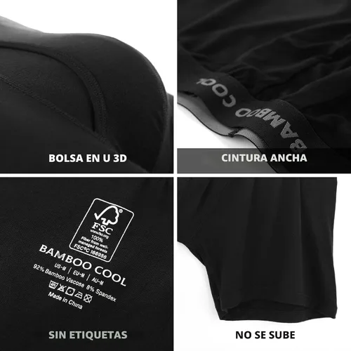 Vista 4 de BAMBOO COOL Calzoncillos tipo bóxer para hombre, ultra transpirables