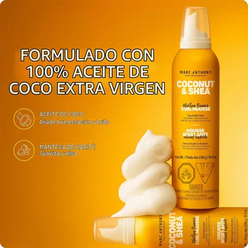 Vista 6 de Marc Anthony Moldeador de mousse para cabello rizado y humectante de coco