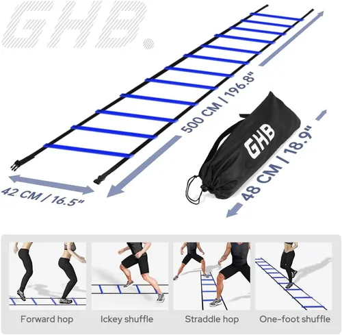 Vista 6 de GHB Pro Agility Ladder 12 Rung 20ft Azul