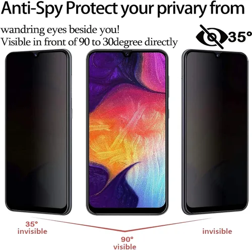 Vista 3 de YWXTW - Protector de pantalla de privacidad para Samsung Galaxy A50, A30, A20, antiespía, antirreflejos, cobertura completa, película de vidrio