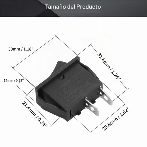 Vista 2 de Interruptor basculante de barco de encendido/apagado de 2 pines Negro