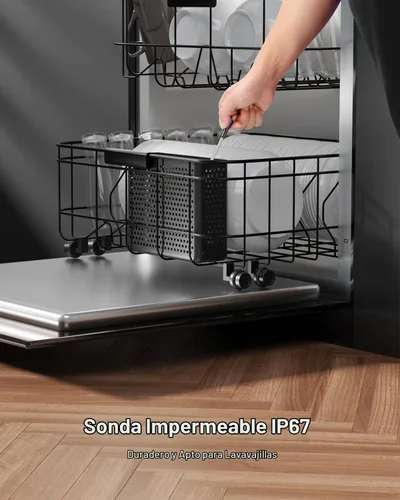 Vista 7 de Termómetro de carne Bluetooth inalámbrico para ahumador de 500 pies, termómetro digital para carne, inalámbrico, para asar a la parrilla, horno