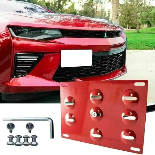 Vista 5 de x xotic tech Soporte de montaje de placa de matrícula con gancho de remolque para parachoques delantero, kit de soporte para adaptador de orificio