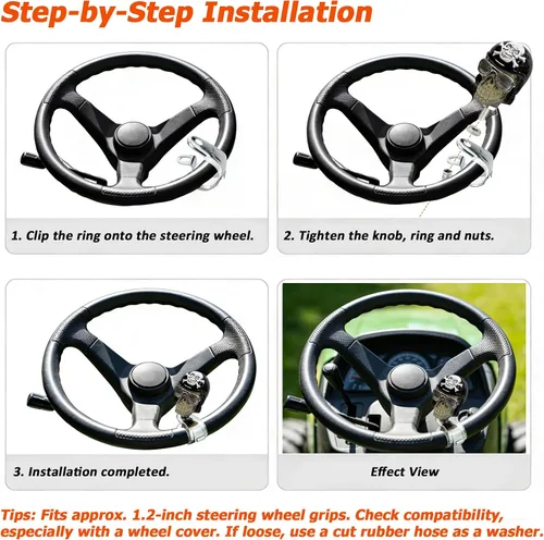 Vista 4 de Pilot Skull Car Suicide Power Handle Volante Pomo giratorio Resin Skull Brodie Knob, Hot Rod Style Steering Turning Aid Fit Most Agricultural