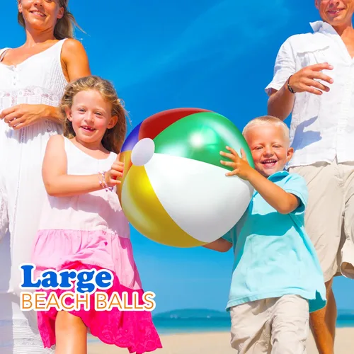 Vista 2 de 4E's Novelty Pelotas de playa [3 unidades] Pelotas de playa inflables de 20 pulgadas para niños, juegos de piscina, juguetes para niños y niños