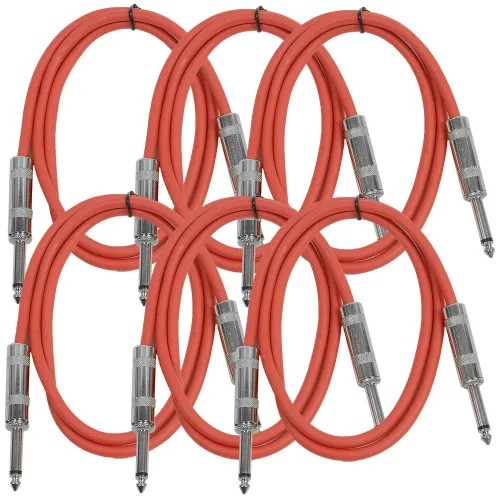 Vista 39 de Seismic Audio Cables de guitarra para altavoces, cables de guitarra TS de ¼ pulgadas, 3 pies, multicolor, paquete de 6 Color múltiple