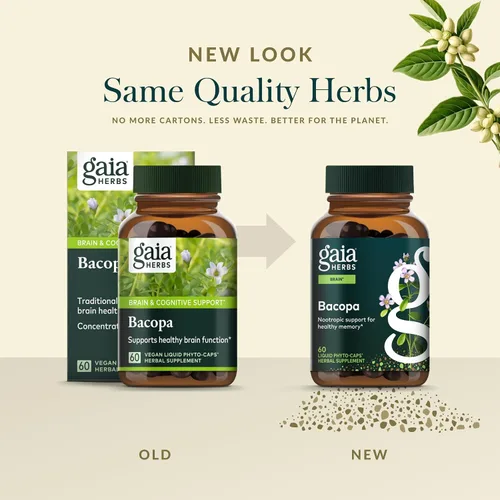Vista 6 de Gaia Herbs Bacopa - Suplemento de hierbas de apoyo cerebral y cognitivo - Hecho con Bacopa Monnieri para ayudar a mantener una mente próspera* - 60