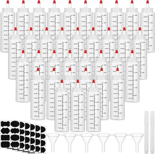 Vista 9 de Lounsweer 6 botellas pequeñas de plástico de 4 onzas con tapas, clásico