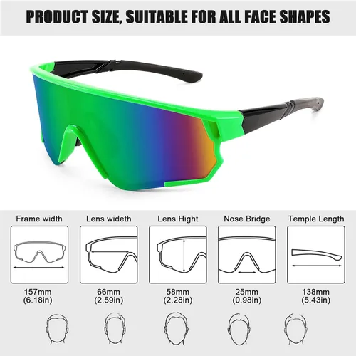 Vista 5 de YuJian Gafas de ciclismo para mujeres y hombres, protección UV, gafas de sol deportivas al aire libre para béisbol, pesca, correr, sombra