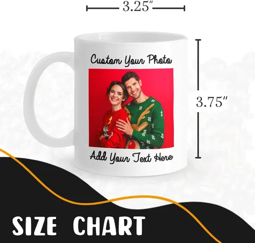 Vista 3 de Taza de café personalizada con diseño de taza de café personalizada con texto fotográfico y logotipo, regalos personalizados de Navidad para hombres