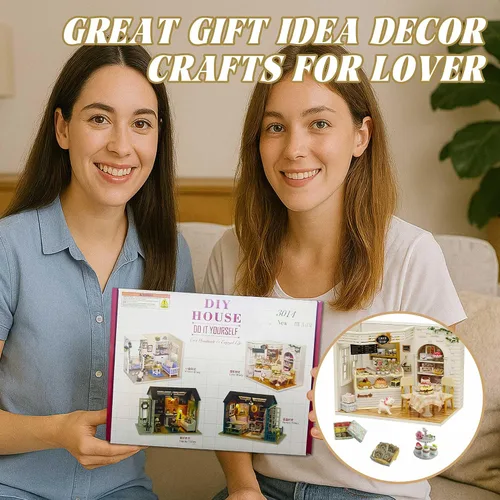 Vista 4 de Kisoy Romántica y linda casa de muñecas en miniatura, kit de casa de bricolaje, habitación creativa, regalo perfecto para amigos, amantes y Diario